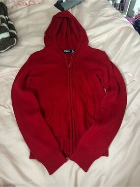Champs Red Zip-Up Hooded Sweater